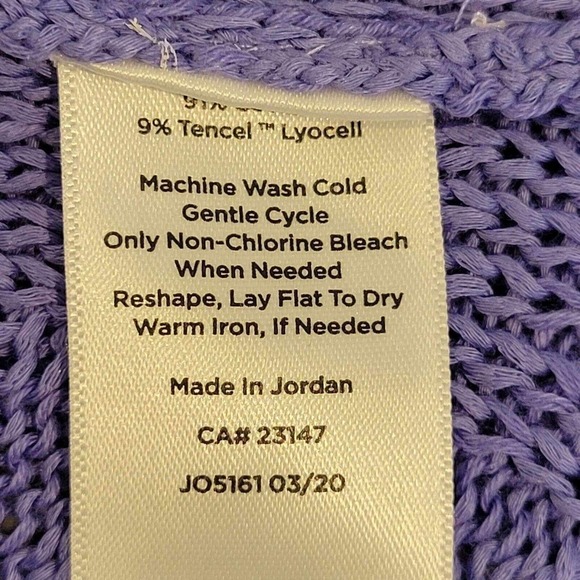 Talbots Sweater Size XLP Blue Purple Open Knit Pullover 3/4 Sleeve Cotton Lyocel - Picture 7 of 10